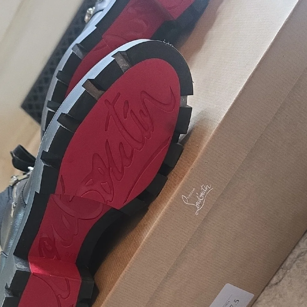 Christian Louboutin Black Combat Boots with Silver Accents - Picture 8 of 11